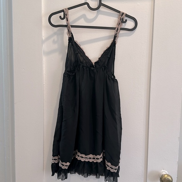 HM SEXY Lace Patchwork & Spaghetti Strap Sleepwear Dress BLACK - Picture 2 of 3